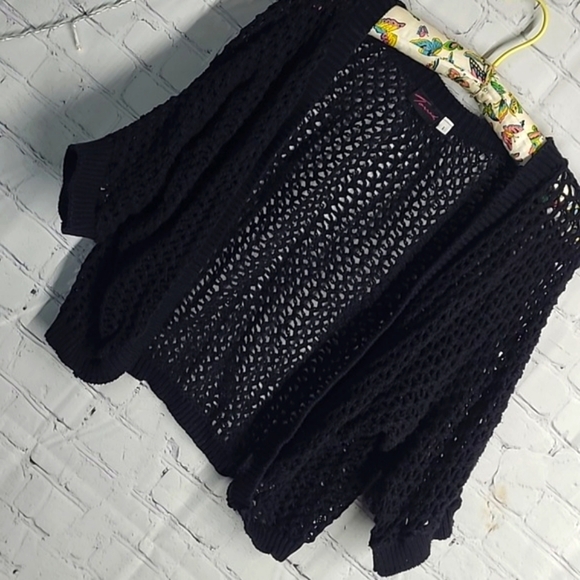 Y2K Torrid USA Made Black Chunky Loose Knit Quarter Sleeve Top Plus Size 1 - Picture 4 of 11